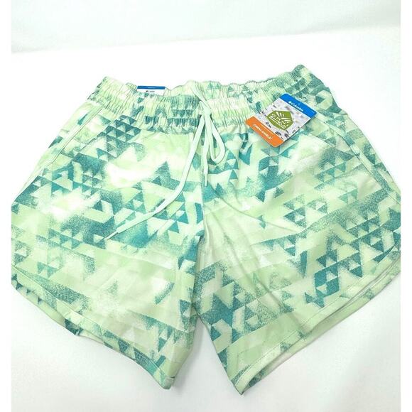 Columbia Women's Bogata Bay Stretch Printed Short, Bright Aqua, Size Small - Picture 2 of 5